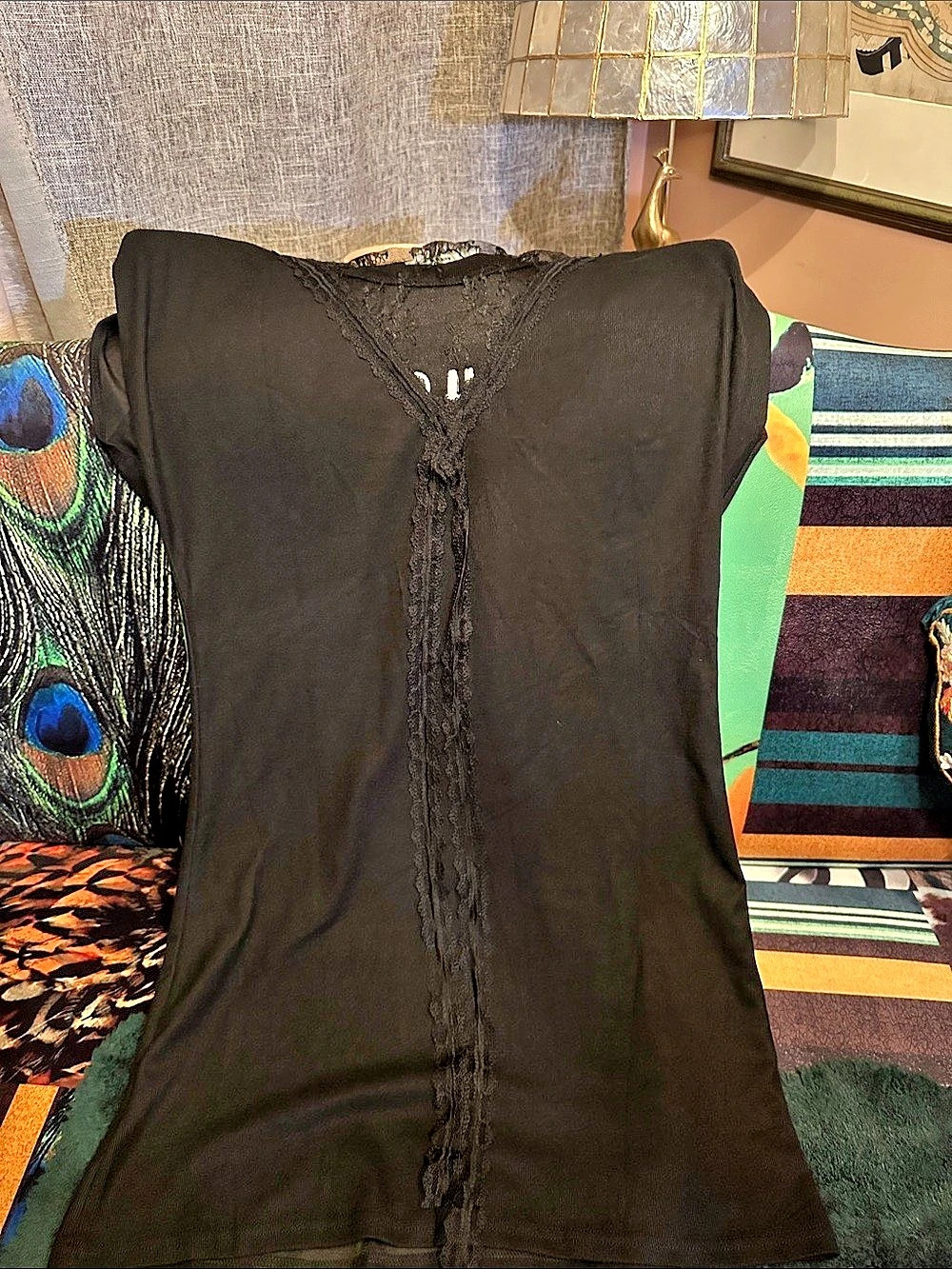 Black Lace-Trim Tank NWT